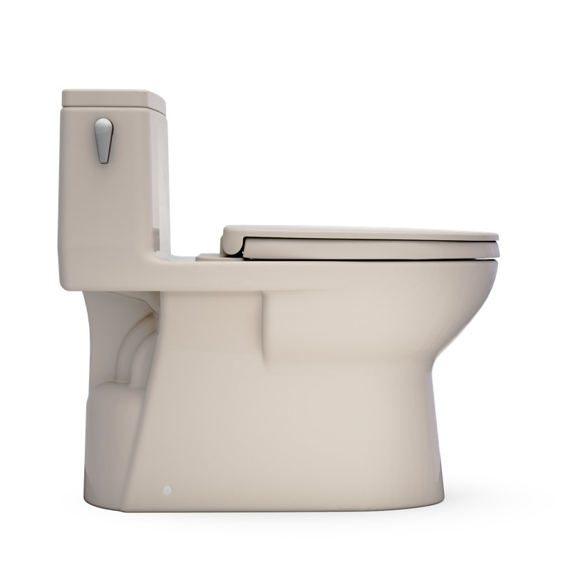 TOTO Redington One-Piece Elongated 1.28 GPF WASHLET+ and Auto Flush Ready Universal Height Toilet with CEFIONTECT and SS124 SoftClose Seat, Bone - MS672124CEFG#03