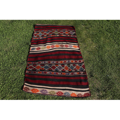 Vintage Turkish Anatolian Kilim Accent Rug with Striking Red Oushak Pattern for Entryway