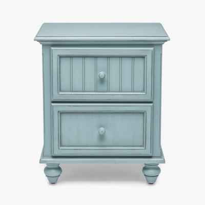 Kolya Coastal 2 Drawer Solid Wood Nightstand with USB & Power Port - On Sale