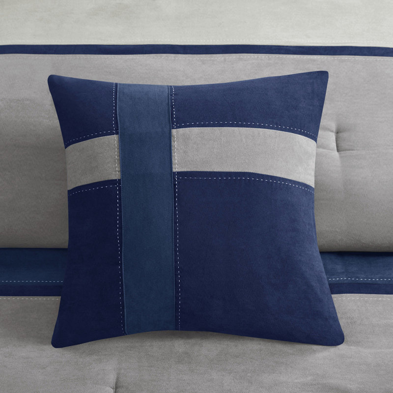 Édredon en faux suède - Literie de 7 pièces pour très grand lit bleu, Bleu, Édredon très grand californien + 6 pièces suppl