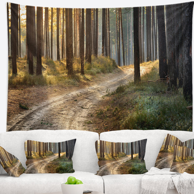 Tapisserie de forêt en polyester avec accessoires suspendus à une épaisseur de matin épaisse inclus, H 50 po x l 60 po