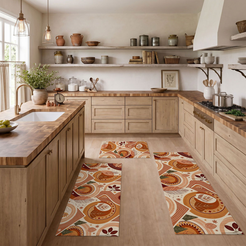 Tapis de cuisine lavables antidérapants Autumn Circles