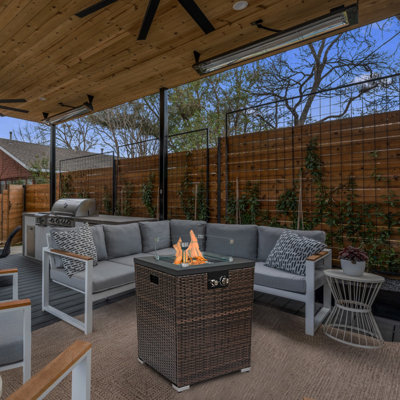 Foyer d'extérieur de 28,7 po H 28,7 po avec foyer au propane noir pour patio