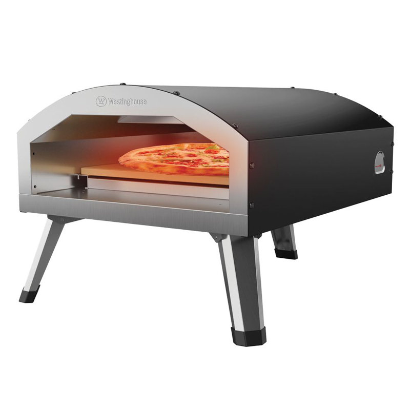 Black Steel Electric Outdoor Portable Pizza Oven with Stone Surface
