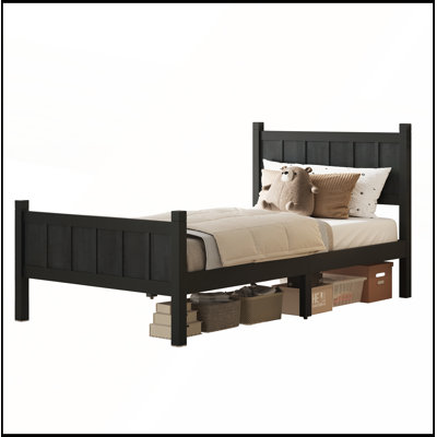 Twin Size Shaker and Farmhouse Flat Panel Bed with Headboard & Footboard