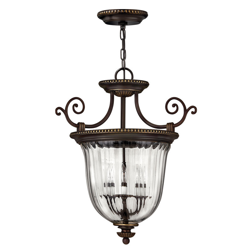 Oxford 3-Light Single Urn Pendant, 22.5" x 21.5", Burnished Brass