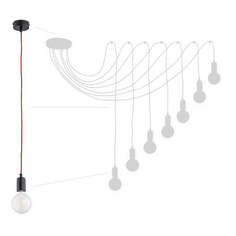 Toro 7 - Light Bulb Pendant, Matte Black/Red