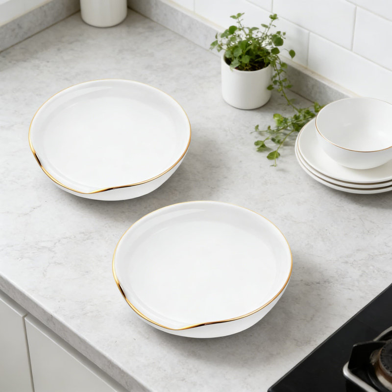 Ensemble de 2 porte-ustensiles de cuisine en céramique de 2 po pour cuisinière et comptoir, durable et facile à nettoyer