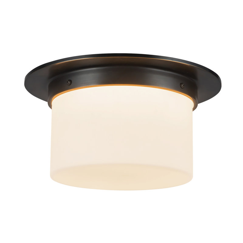 Mineral 11-in Brass Flush Mount, Oil Rubbed Bronze, Opal Glass