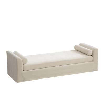 90.5" Modern Bench,window-side Bench With Armrests,chenille Couch With 2 Bolster Pillows, For Bedrooms, Living Room, Dormitories by Corrigan Studio