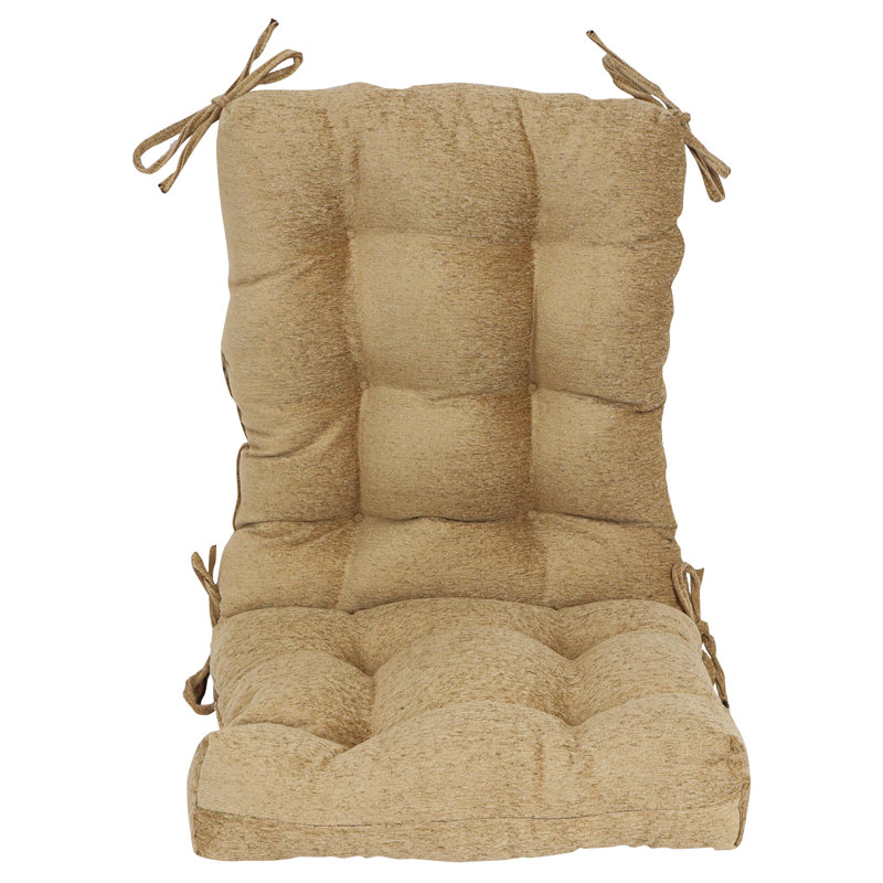 Jacquard Chenille Tufted Seat/Back Chair Cushion, 18" W x 18" D, Tan