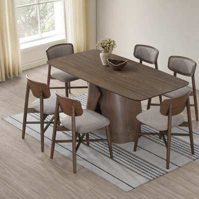 Firenze 7-Piece Sculptural Dining Room Set With Curved Back Chairs