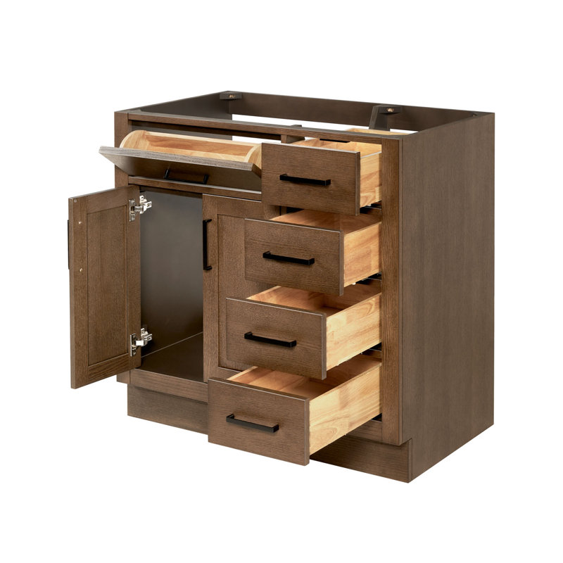 Base de meuble-lavabo simple 36 po Osoria, Chêne brun