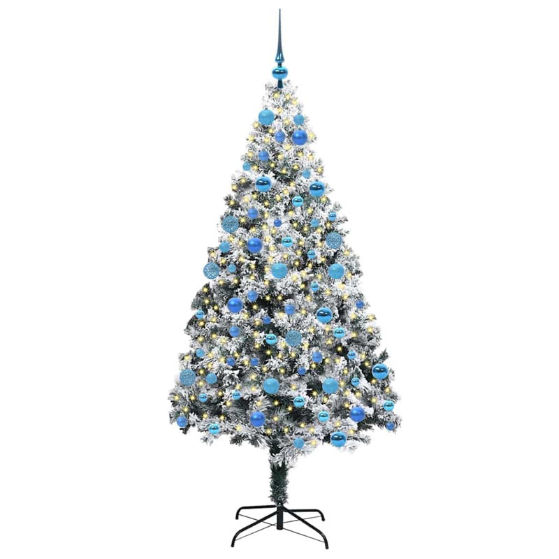  Artificial Christmas Tree with 300 LEDs with Stand Green, 5.91' H, Blue