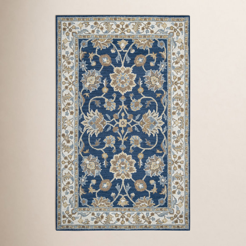 Tapis bleu en laine touffeté à la main Onca, Rectangle 3 pi x 5 pi