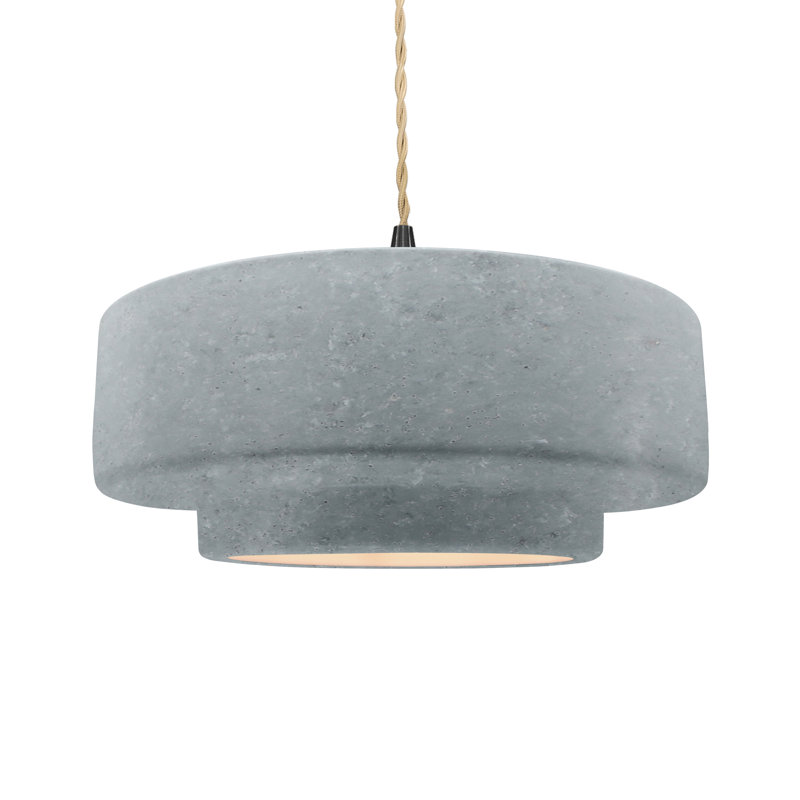 Luminaire suspendu à 1 lumière Meydan, H 6 po x l 16,25 po x P 16,25 po, Noir mat, Béton
