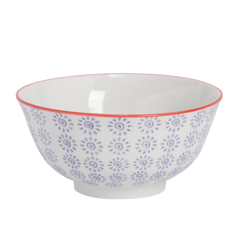 Nicola Spring - Hand-Printed Cereal Bowl - 16cm, Purple/Red