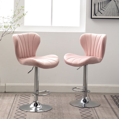Réglable rose, 2 pièces - sièges rembourrés, pivotant à 360 degrés, hauteur réglable, design chic avec repose-pieds contemporain et siège pivotant