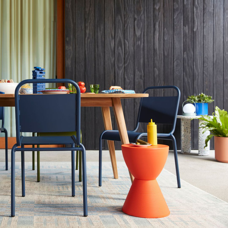Orange Hourglass Acrylic Side Table with Hidden Storage