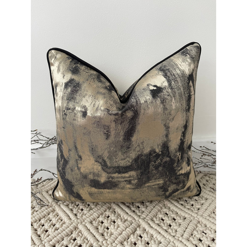 Abstract Square Cushion Cover, Black/Gold