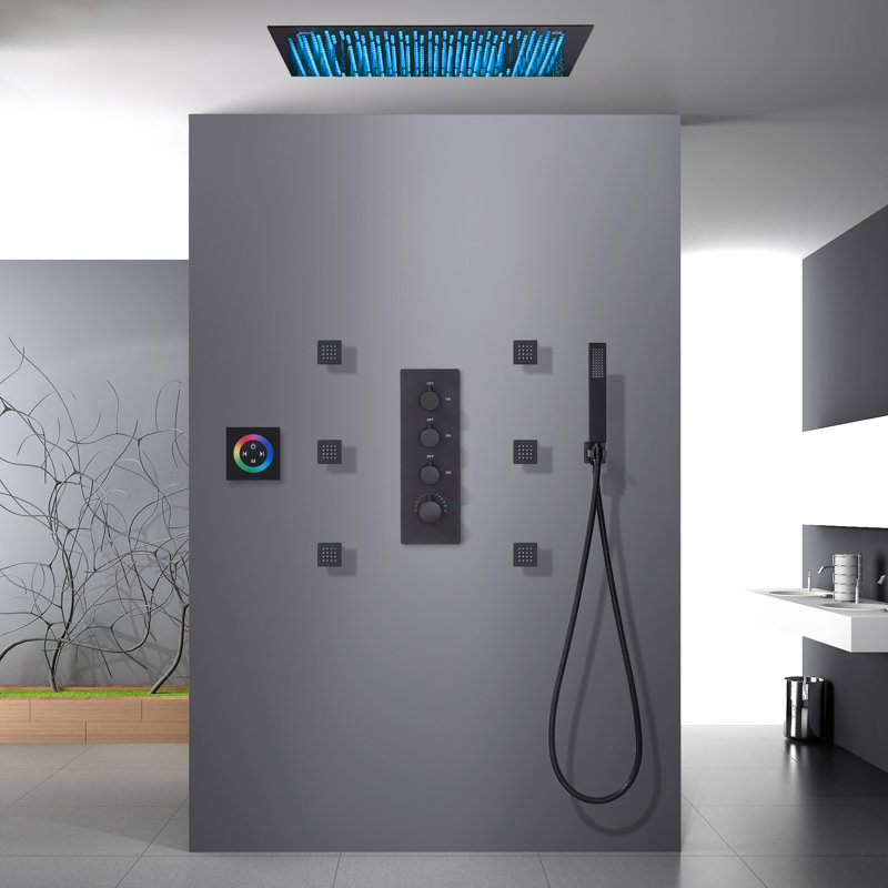 Thermostatic All-In-One Kit with Rough in-Valve, Matte Black