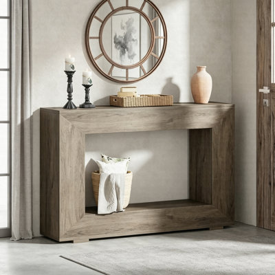 47" Farmhouse Console Table, Rustic Wooden Entryway Sofa Table With Storage, Narrow Hallway Accent Table