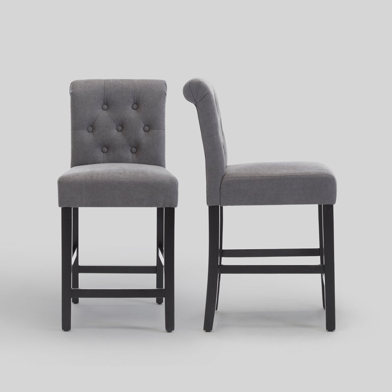 Tabouret de comptoir 25,25 po Burlison, Gris / polyester
