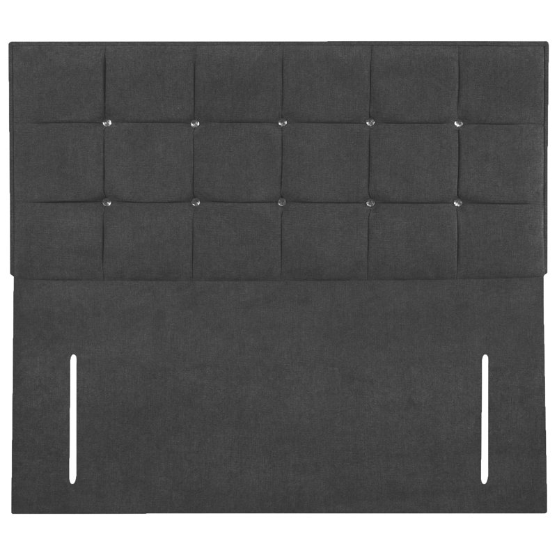 Glamour Upholstered Headboard, Small Double (4'), Plush Steel, Velvet