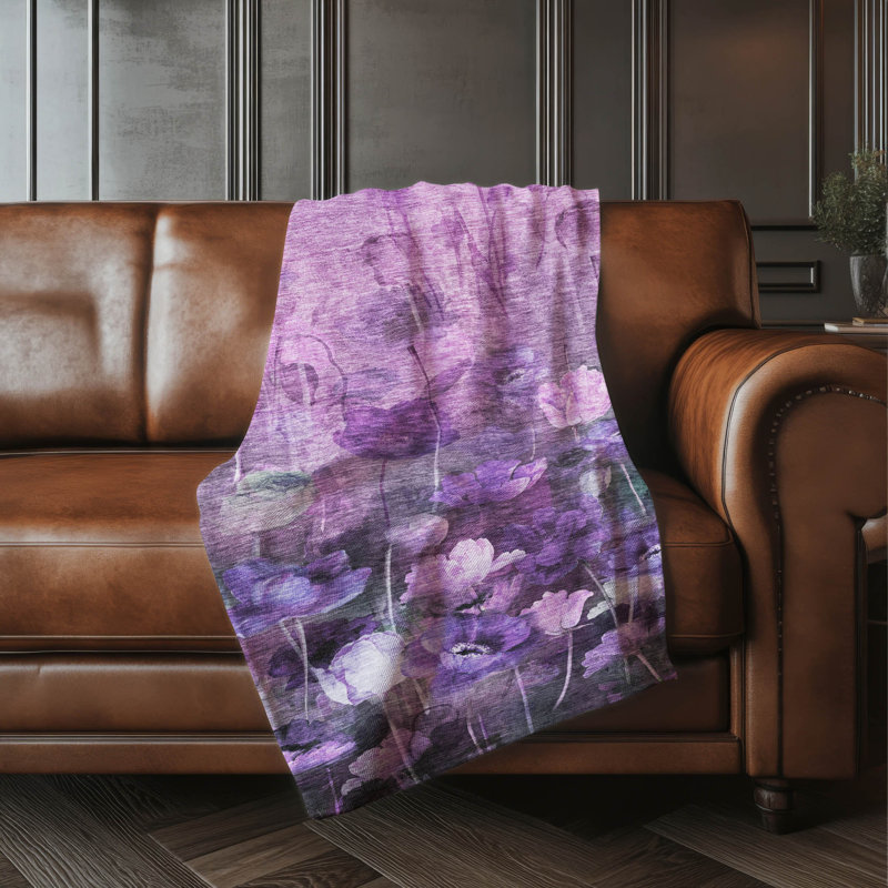 Jeté floral Sherpa ASB613 Addison, Mauve