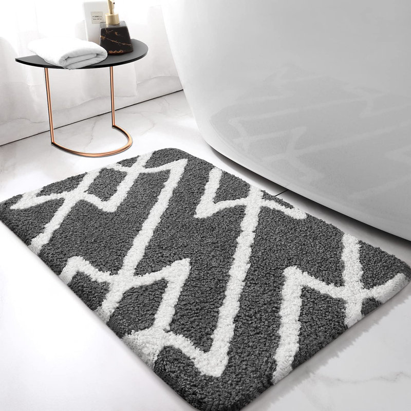 Dorwin Microfiber Non-Slip Bath Rug, 0.7" H x 30" W x 20" D, Dark Gray