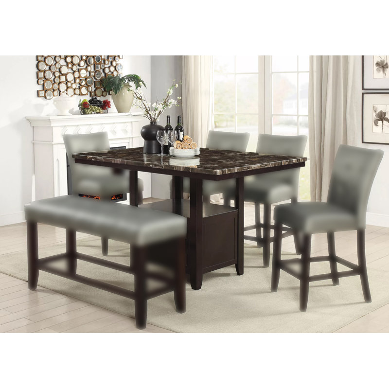 60.4" W COUNTER HEIGHT TABLE W/STORGAE, ESPRESSO