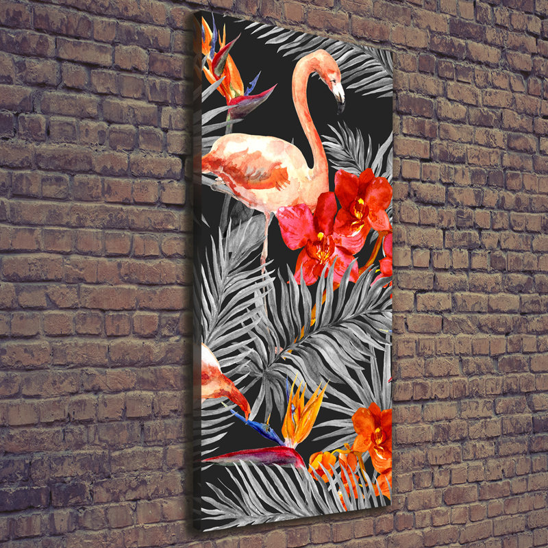 Flamingos and flowers 1 Piece Wrapped Canvas Wall Art