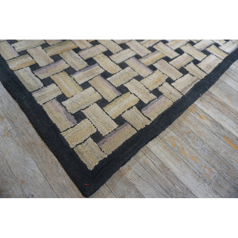 Tapis blanc crème en laine American Hooked