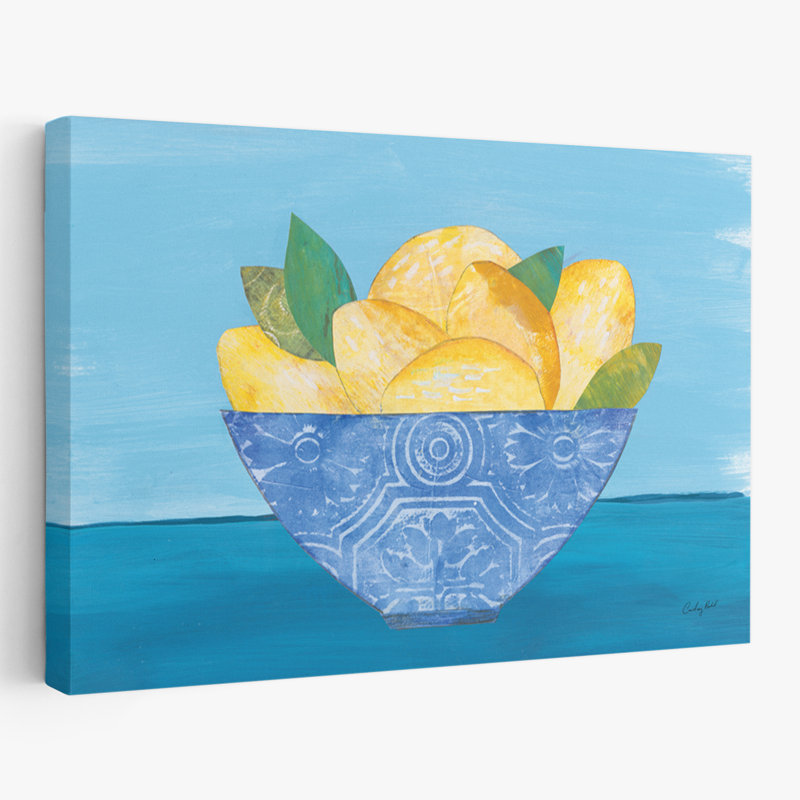 Art d'élégance bleu et bol citron, H 16 po x l 24 po