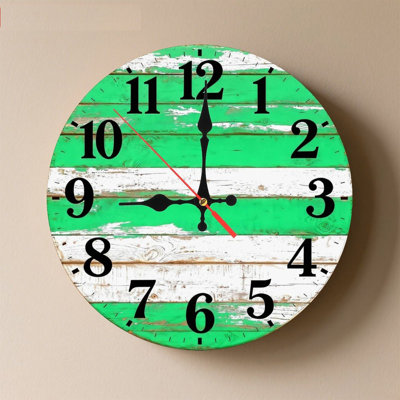 Horloge murale ronde en bois 10 po, mouvement à quartz silencieux, imprimé UV, à piles