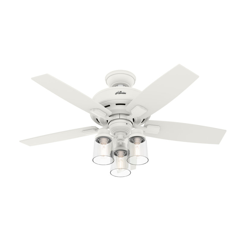 44" Bennett 5 - Blade Standard Ceiling Fan with Lights and Remote, White