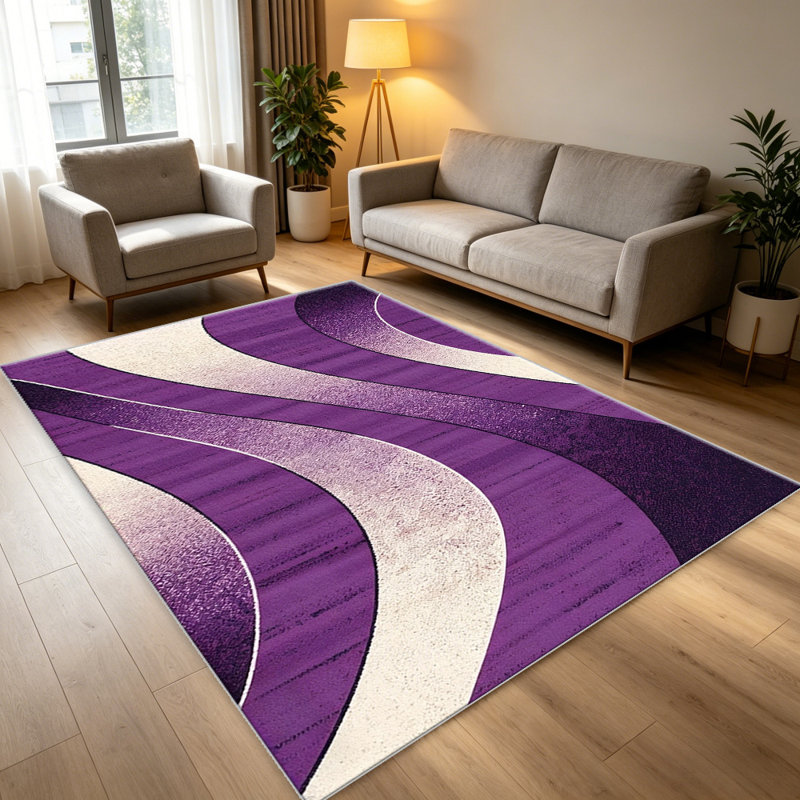 Abstract Purple Cream   area rugs for Living Room, Soft and Comfortable, Suitable for all seasons, easy to maintain, machine washable Indoor floor mat, Under Table Farmhouse suitable for Bedroom, Dining Room, Study,  Balcony, Home Decor Patio