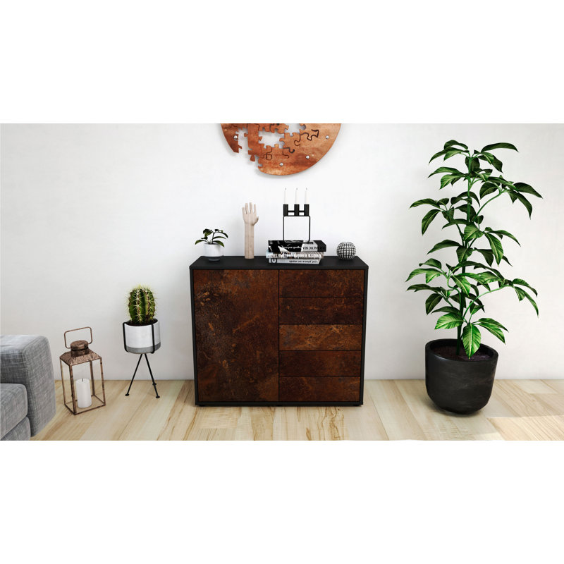 Presidio 92cm Sideboard, Anthracite/Rust