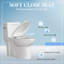Toilette monobloc 1,28 GPF à chasse d'eau simple, à fixation au sol allongée et à économie d'eau, siège à fermeture douce, carte de chasse 1000 grammes, blanc brillant