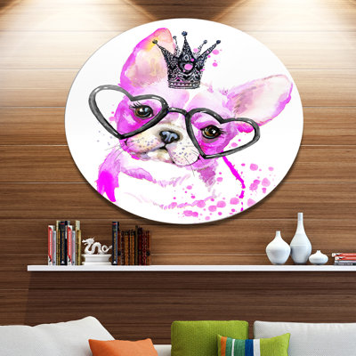 " Cute Pink Dog With Heart Glasses "