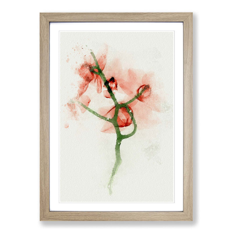 Pink Orchid Flower Abstract - Picture Frame Graphic Art Print, 76cm H x 50cm W x 2cm D, Oak