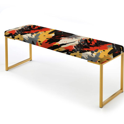 Tribal Camo Fusion - Abstract Upholstered Gold Bench