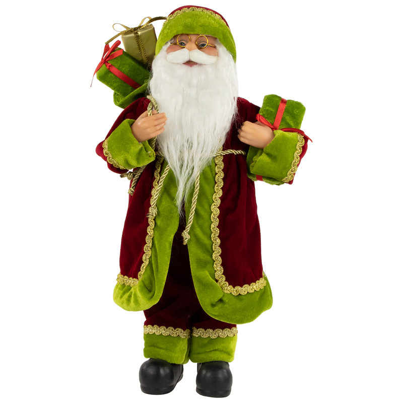 Père Noël avec sac de cadeau, H 16 po x l 7,5 po x P 6 po