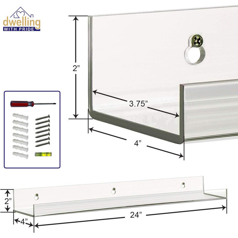 2 Piece Plastic / Acrylic Floating Shelf, 36"