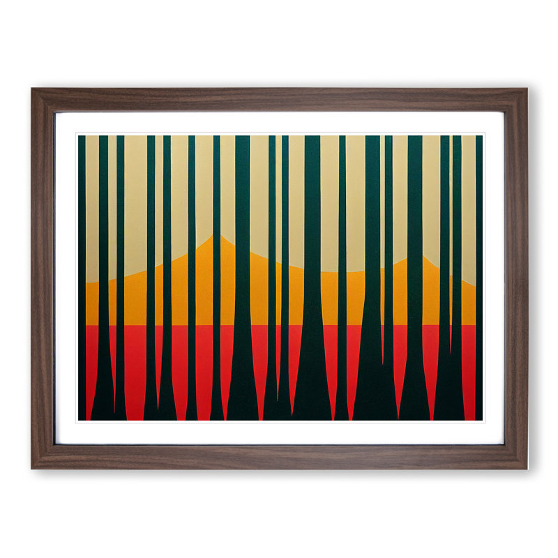 Forest Vol.4 Abstract 1 Piece Single Picture Frame Wall Art, 25cm H x 34cm W x 2cm D, Walnut