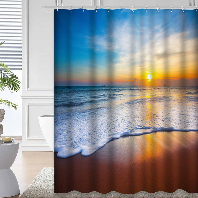 Rideau de douche avec 12 crochets Sunset, L 72 po x l 84 po