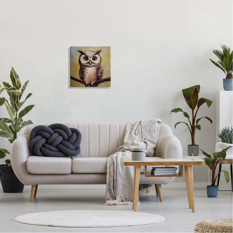 Art détaillé sur toile, "Hibou perché" par Alpenglow, H 17 po x l 17 po x P 1,5 po