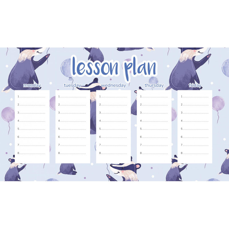 Magnetic Lesson Plan Girls' Badgers with Balloons, Blue