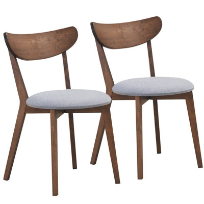 Linen Upholstered Side Chair in Walnut/Gray