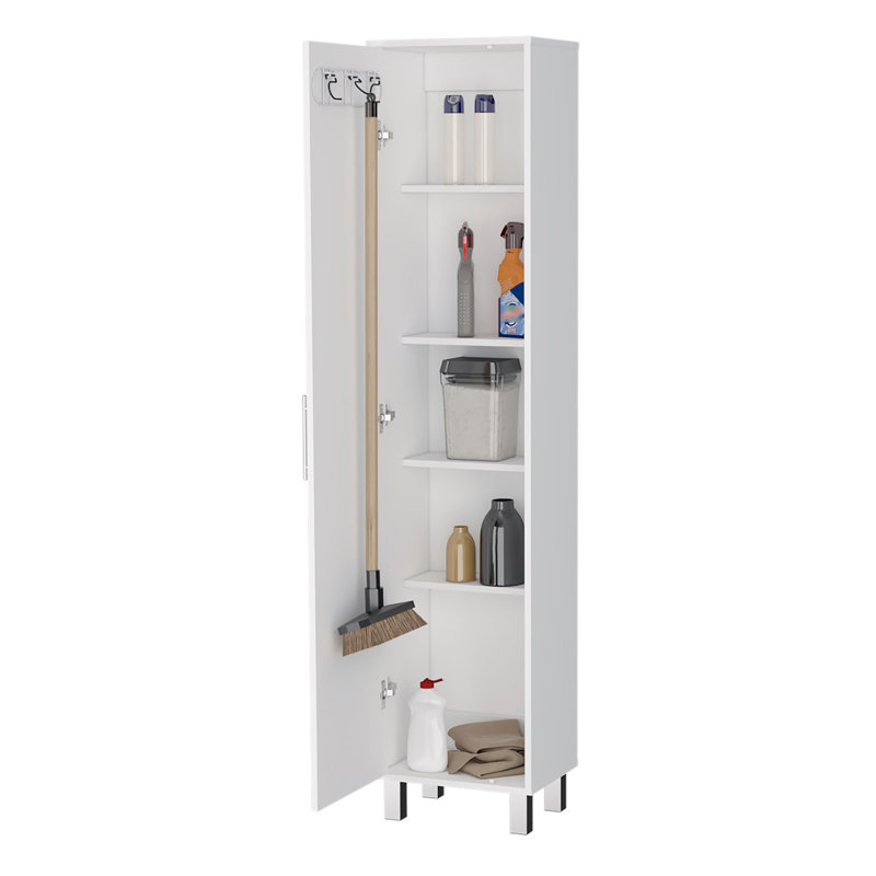 Armoire de rangement haute à 1 porte et 5 tablettes Andrews - blanc